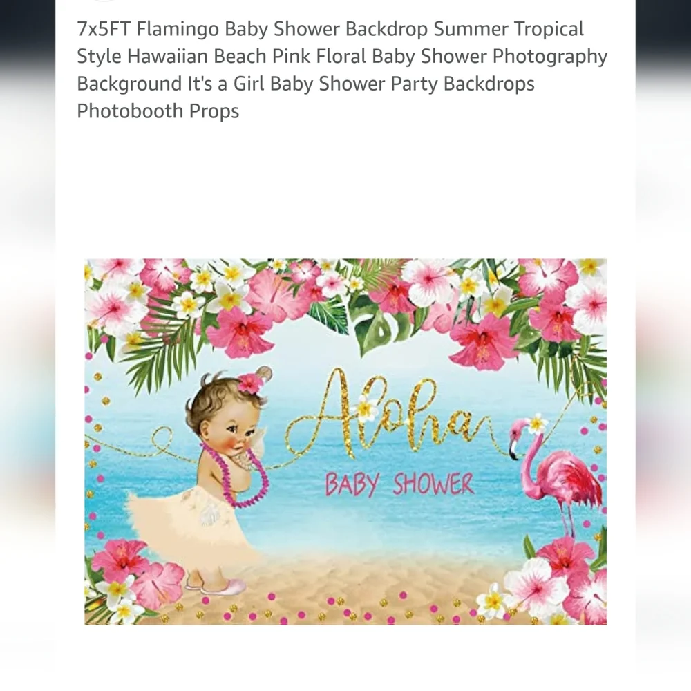 4 Pc Luau Decorations 7'×5' Aloha Baby Shower Banner, Orchid, Coconut & Bowl